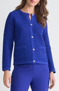 KASPER Pointelle Stitch Button-Up Cardigan