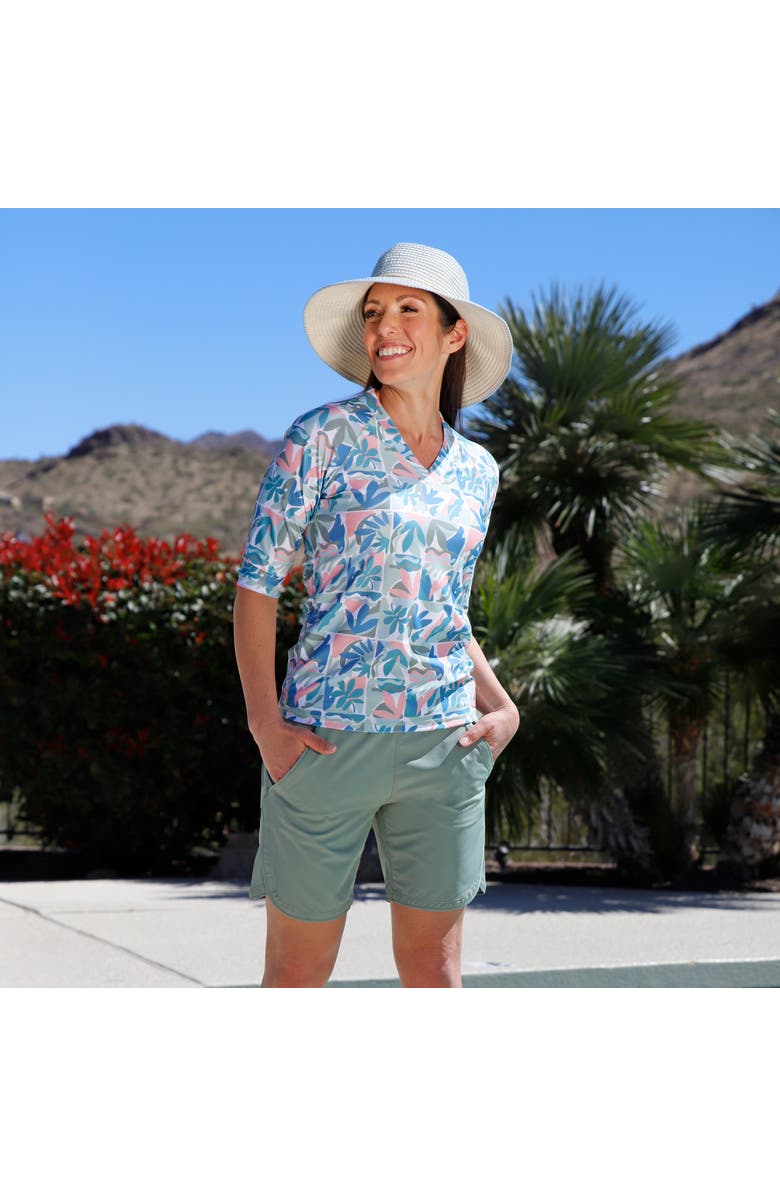 UV Skinz V-Neck Sun & Swim Shirt, Alternate, color, Black Bloom