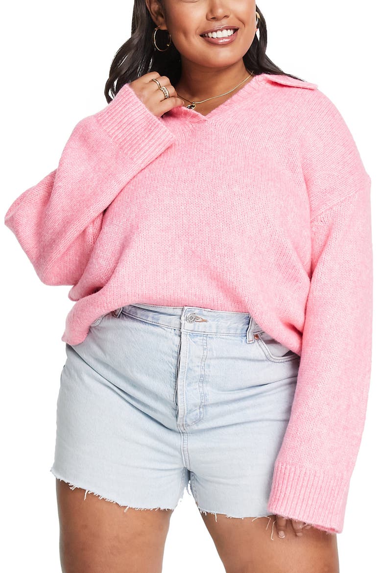 Curve Sweater, Main, color, PINK