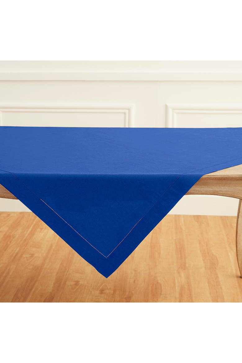 Linen Table Throw - Classic Hemstitch, 52" x 52" Inch, 52" x 52" Inch, Alternate, color, Royal Blue