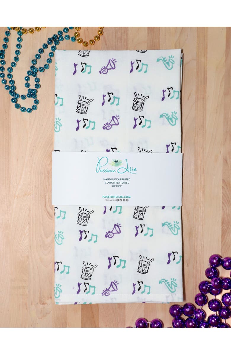 Passion Lilie Second Line Cotton Tea Towel - Set of 2, Alternate, color, Blue