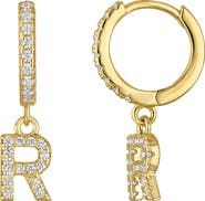 FZN Pavé Cubic Zirconia Initial Huggie Drop Earrings