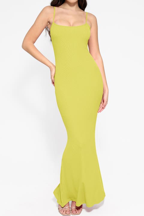 Built-in Shapewear Modal Wide Scoop Neck Slip Maxi Dress
