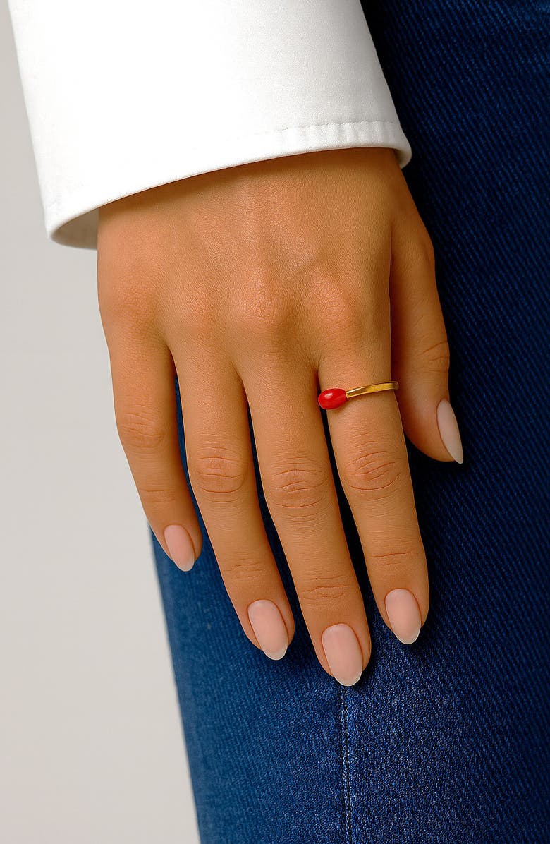 GABI RIELLE Yellow Gold Vermeil Red Matchstick Bypass Ring, Alternate, color, Gold