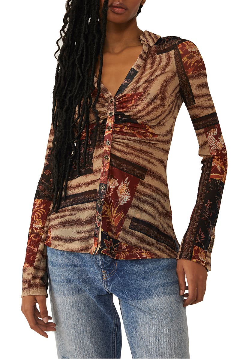 Free People Lucky Shirtee Floral Button-Up Shirt, Main, color,