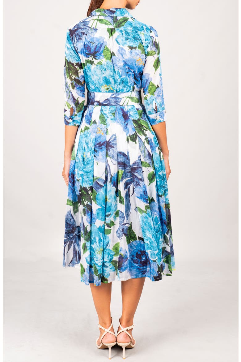 Darby Rose Pleated Midi Shirtdress, Alternate, color, White Blue