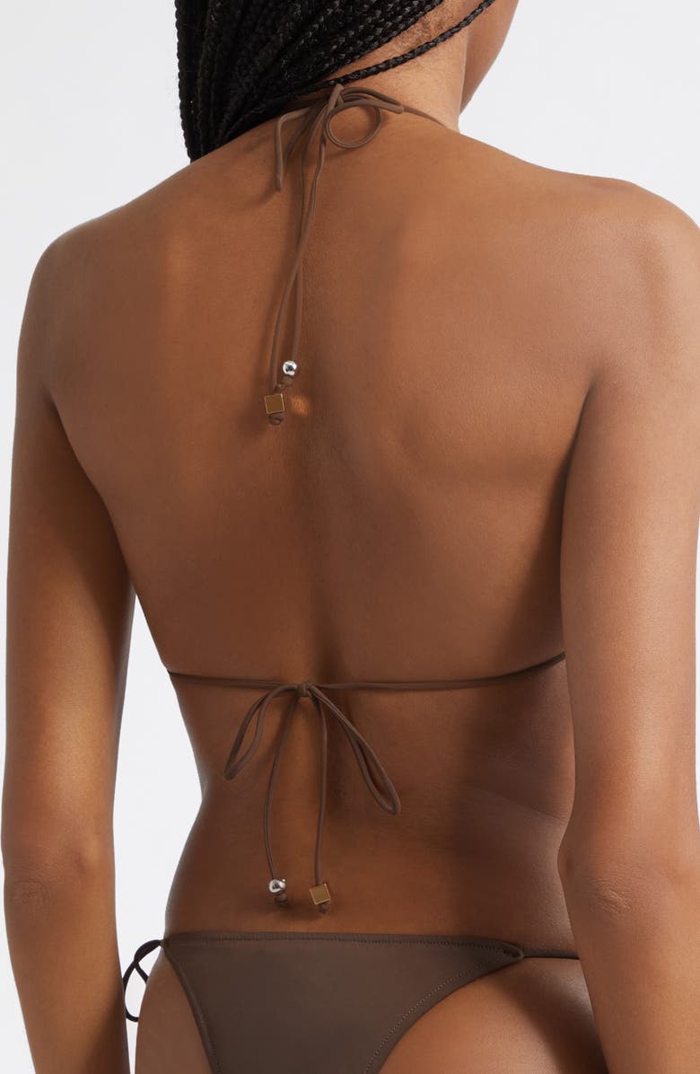 Jacquemus Le Haut de Plage Triangle Bikini Top, Alternate, color, Brown