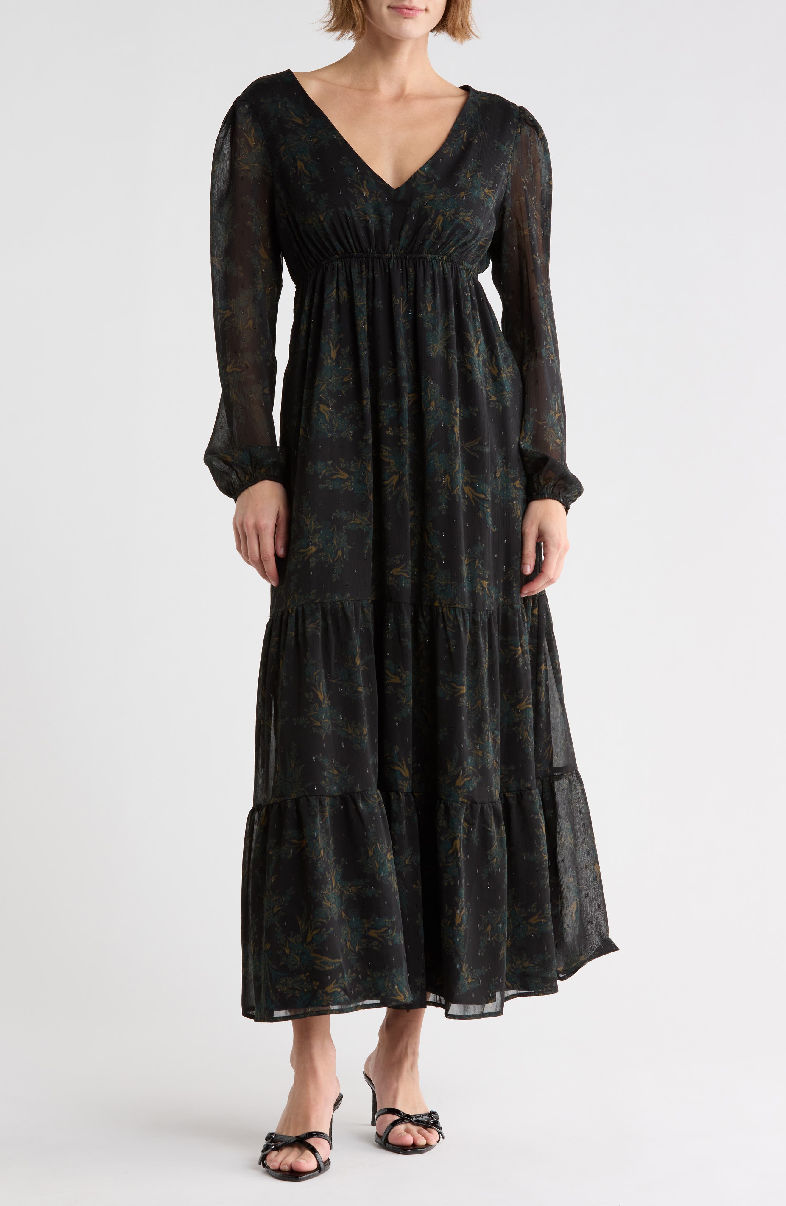 Clip Dot Chifon Maxi Dress