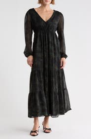 Melrose and Market Clip Dot Chifon Maxi Dress