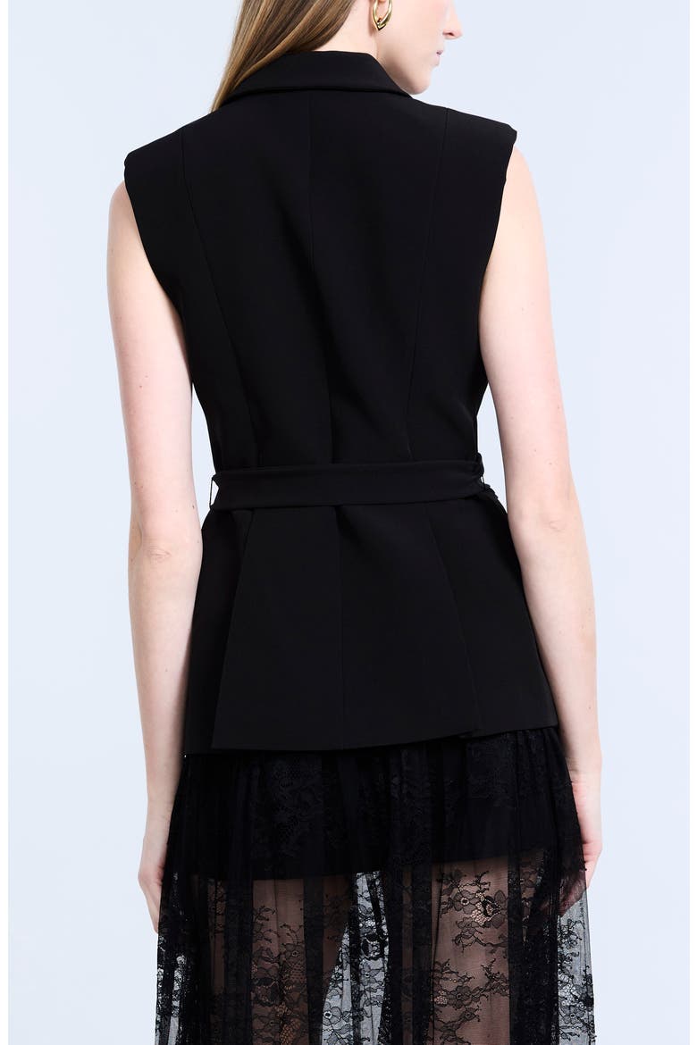 Belted Double Breasted Vest, Alternate, color, BLACK