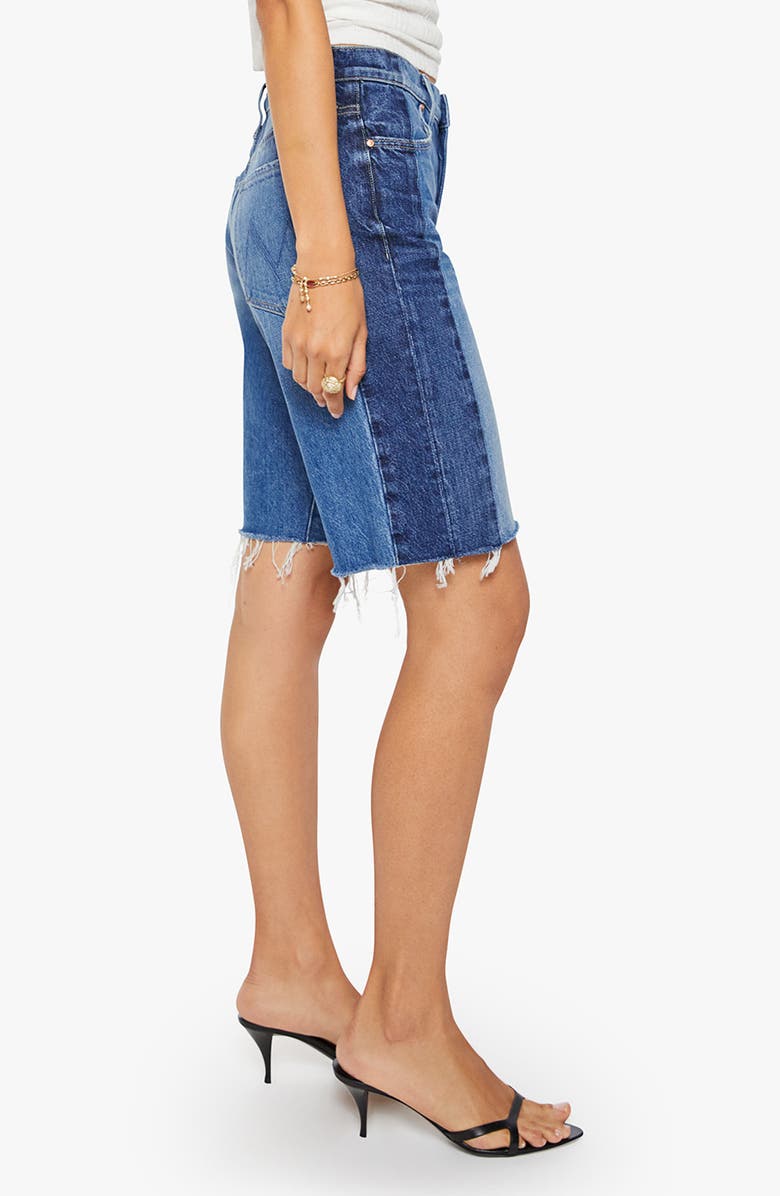 MOTHER The Maven Frayed Denim Bermuda Shorts, Alternate, color, Double Stacked