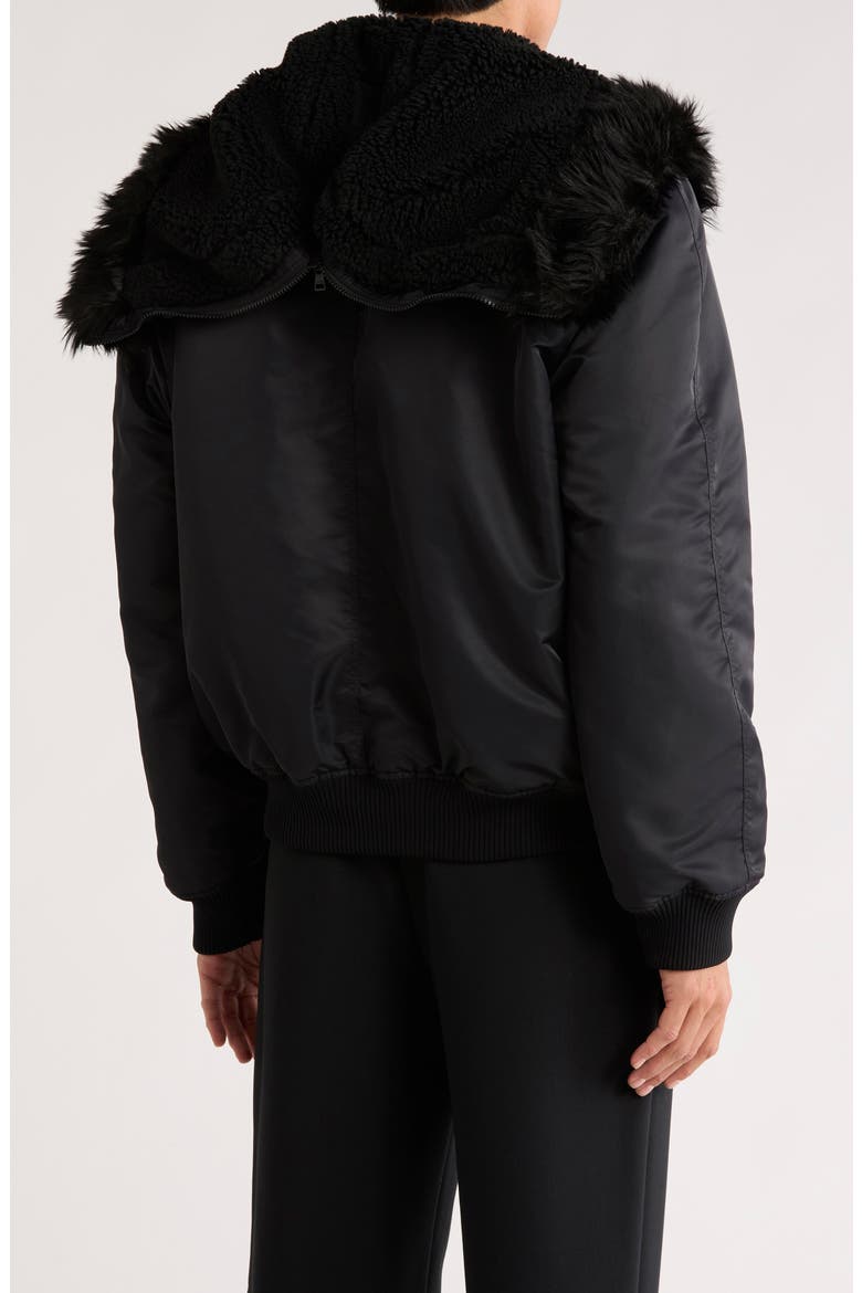 Beron Faux Fur Trim Hooded Jacket, Alternate, color, BLACK