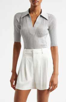 A.L.C. Joey Metallic Elbow Sleeve Polo