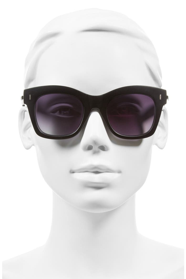 50mm Square Retro Sunglasses, Alternate, color, BLACK