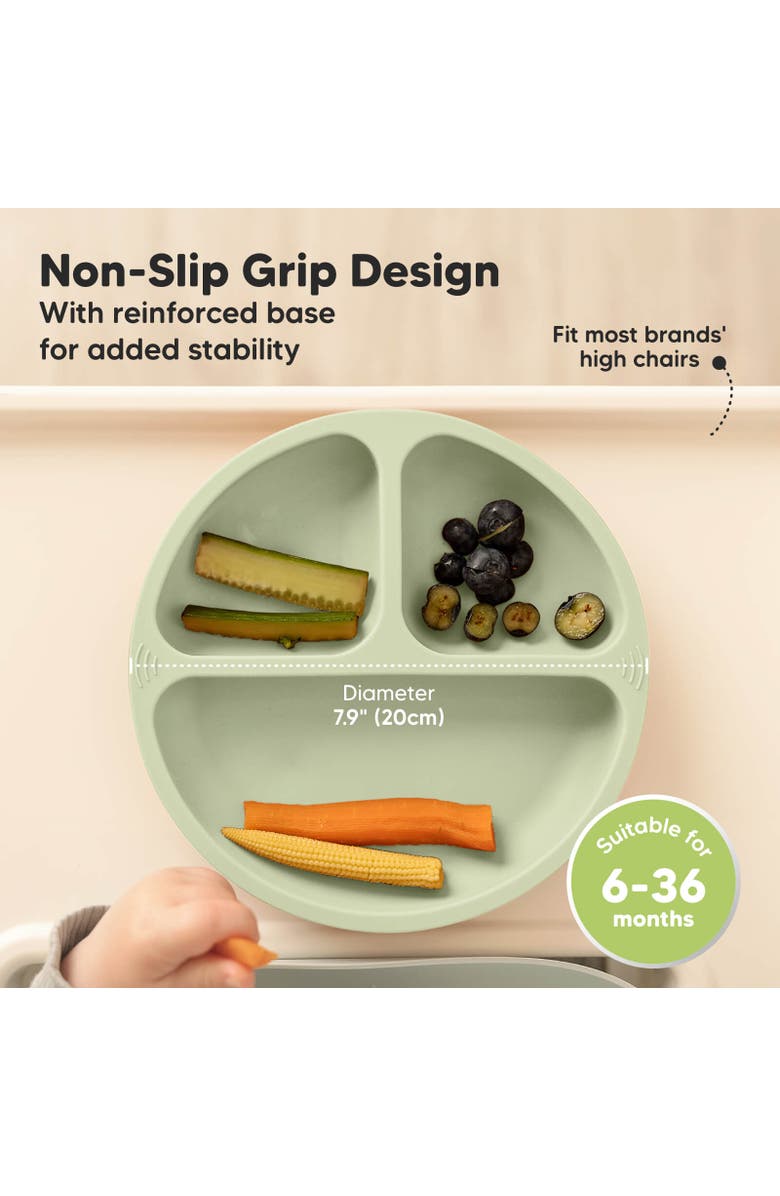 KeaBabies 3-Pack Prep Silicone Suction Plates, Alternate, color, Sage