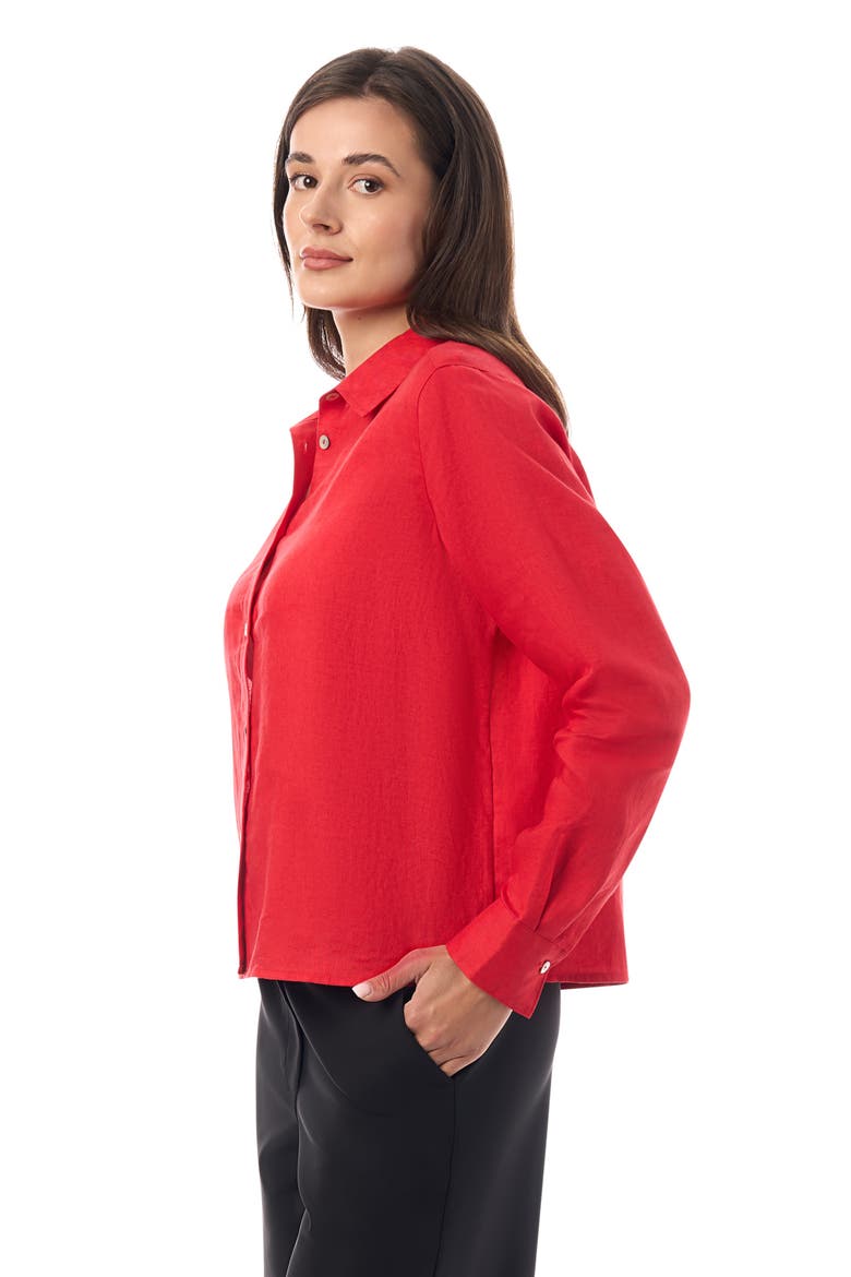 Long Sleeve Linen Shirt, Alternate, color, Poppy