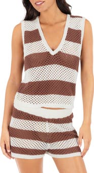 Hurley Stripe Crochet Cover-Up Shorts