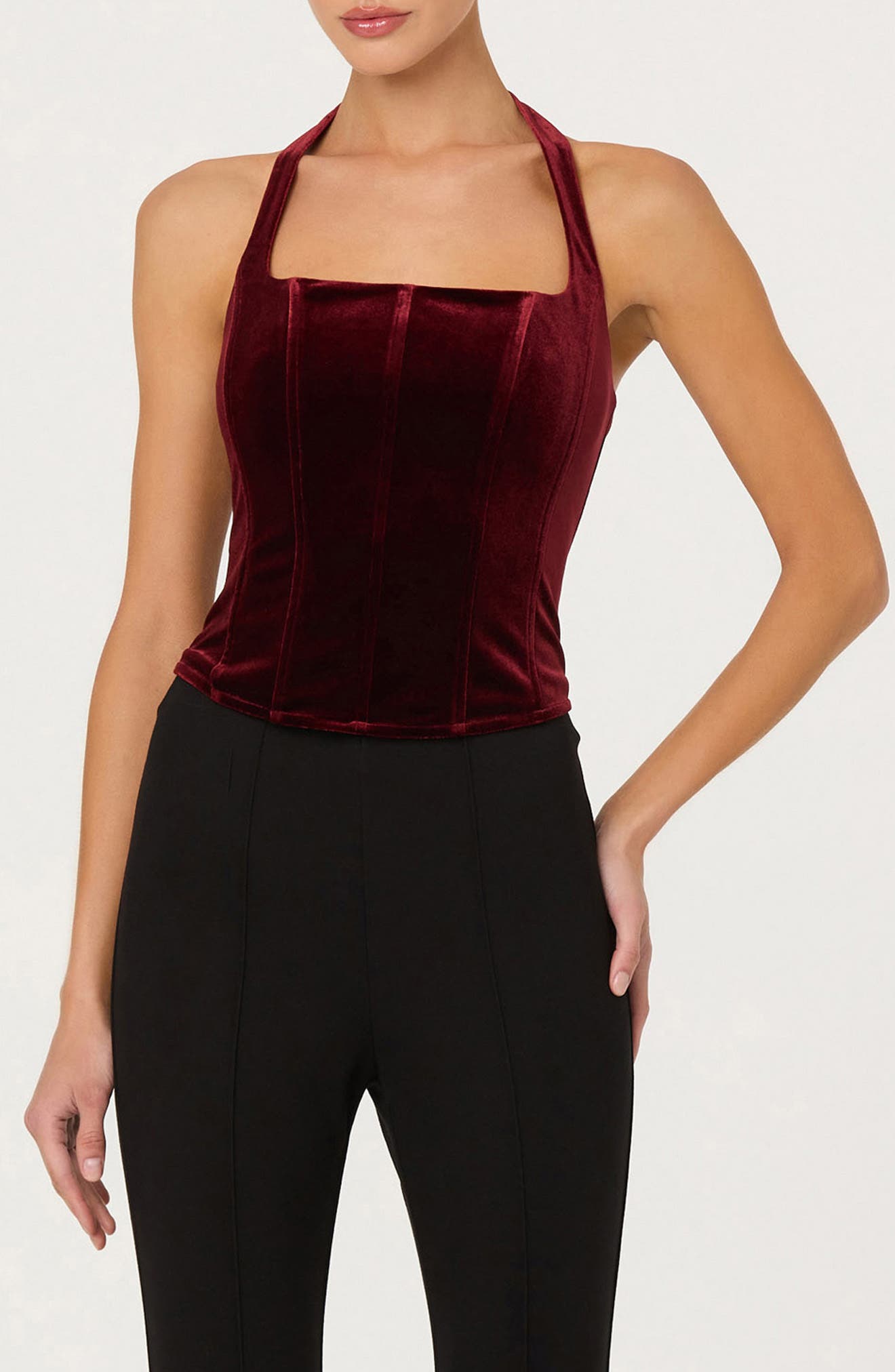 ASTR the Label Jacy Velvet Halter Top