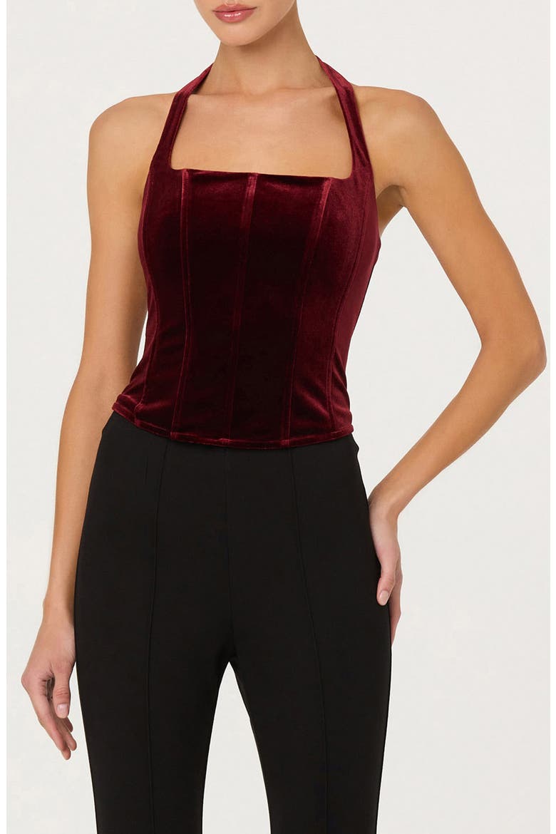 Jacy Velvet Halter Top, Main, color, WINE