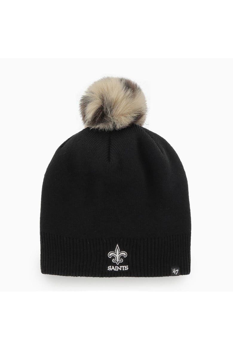 Women's '47 Black New Orleans Saints Serengeti Beanie with Pom, Main, color, BLACK