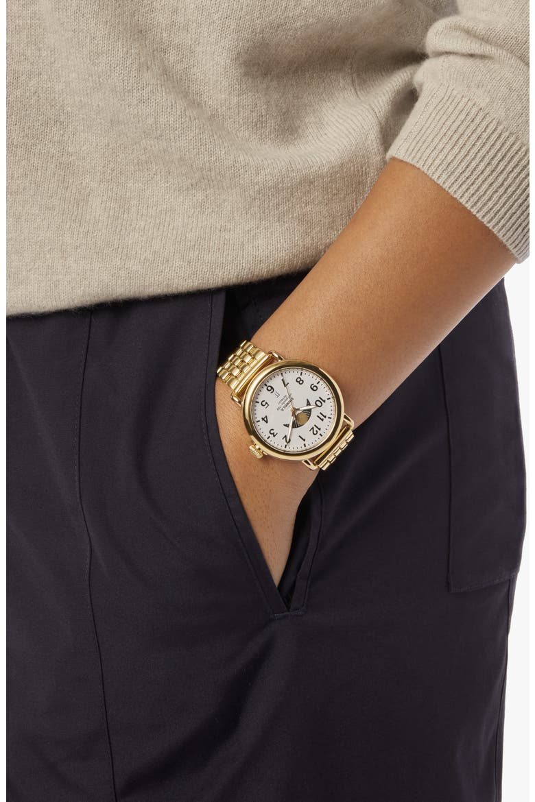 The Runwell Moon Phase Bracelet Watch, 41mm, Alternate, color, WHITE