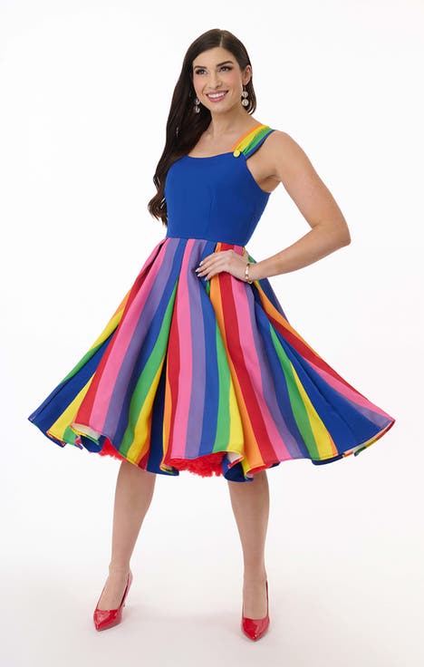 Square Neck Sleeveless Godet Swing Dress