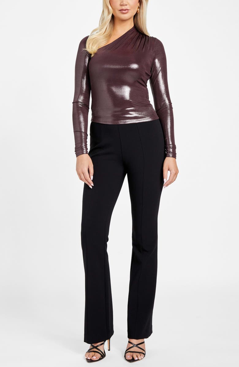 Marciano Metallic Asymmetric Neck Top, Alternate, color, Plum