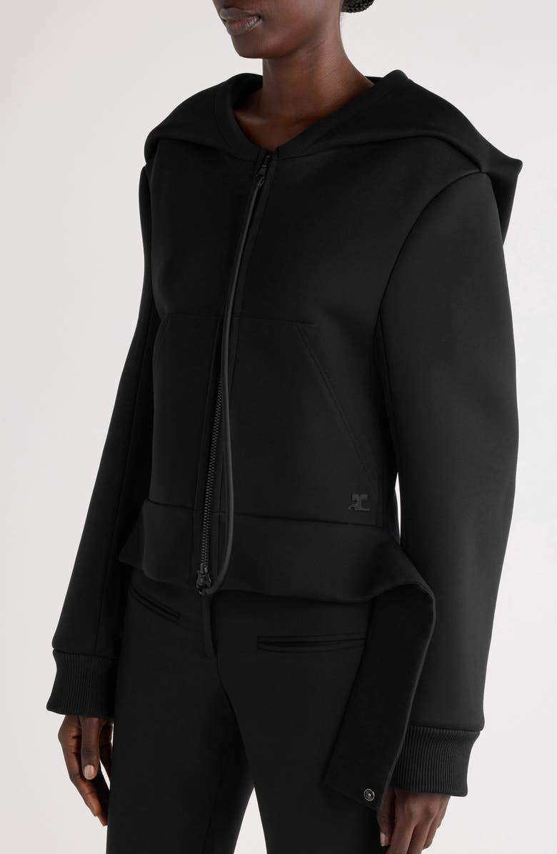 Courrèges Cocoon Bonded Cotton Blend Jacket, Alternate, color, Black