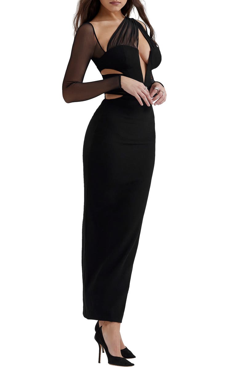 HOUSE OF CB Zahra Asymmetric Cutout Long Sleeve Cocktail Dress, Alternate, color, 