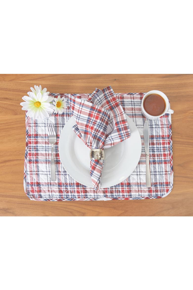 Benjamin 100% Cotton Set of 6 Placemats 13" x 19", Alternate, color, Blue
