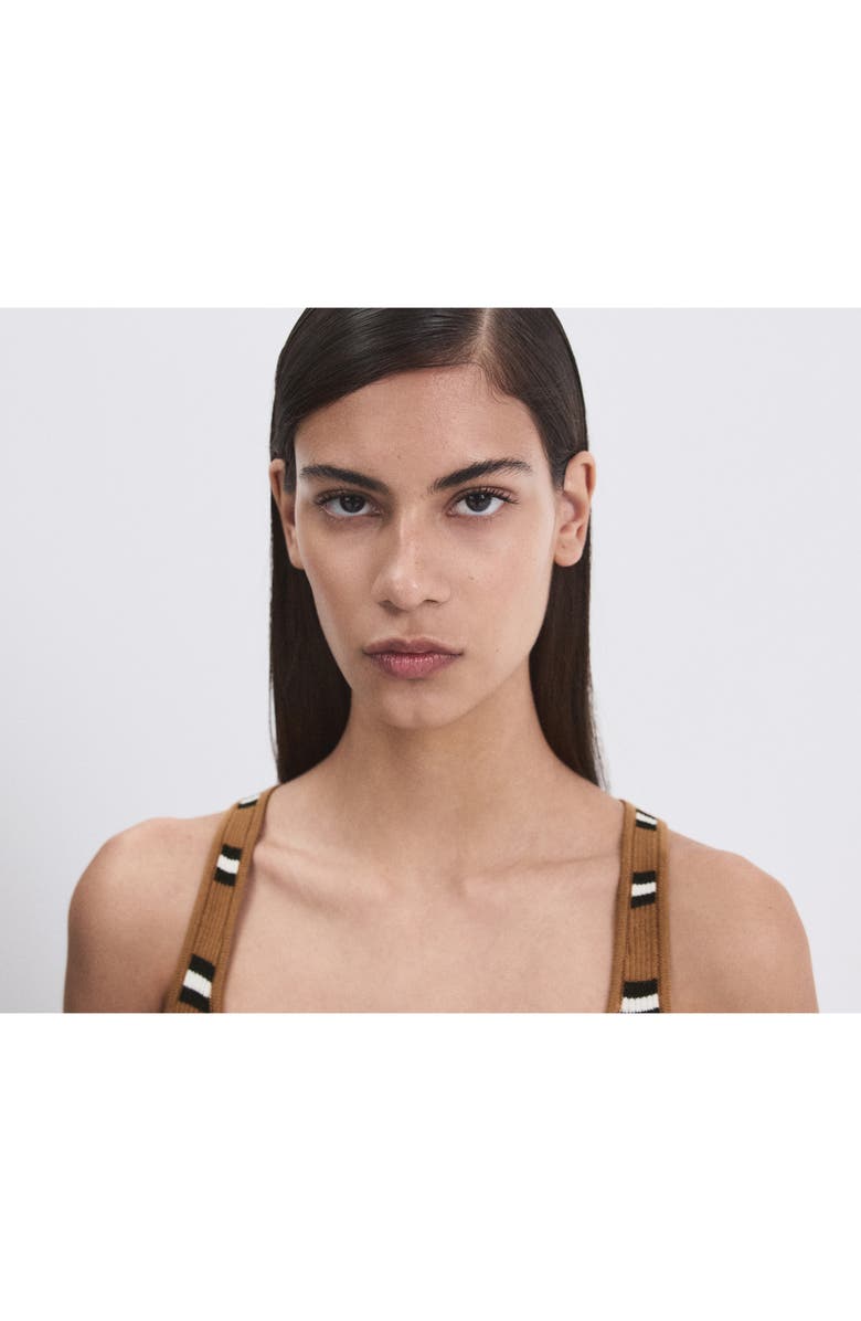 MANGO Stripe Knit Tank, Alternate, color, Caramel