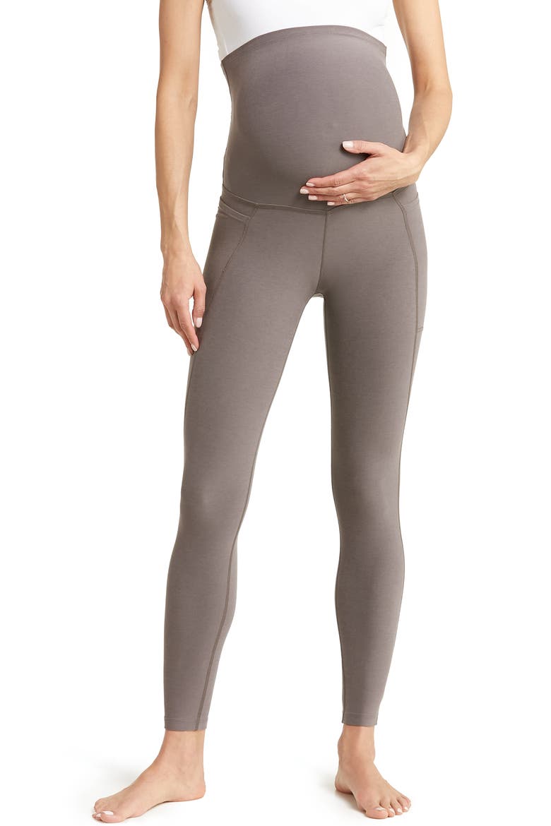 Out of Pocket High Waist Maternity Leggings, Main, color, WOODLAND HEATHER
