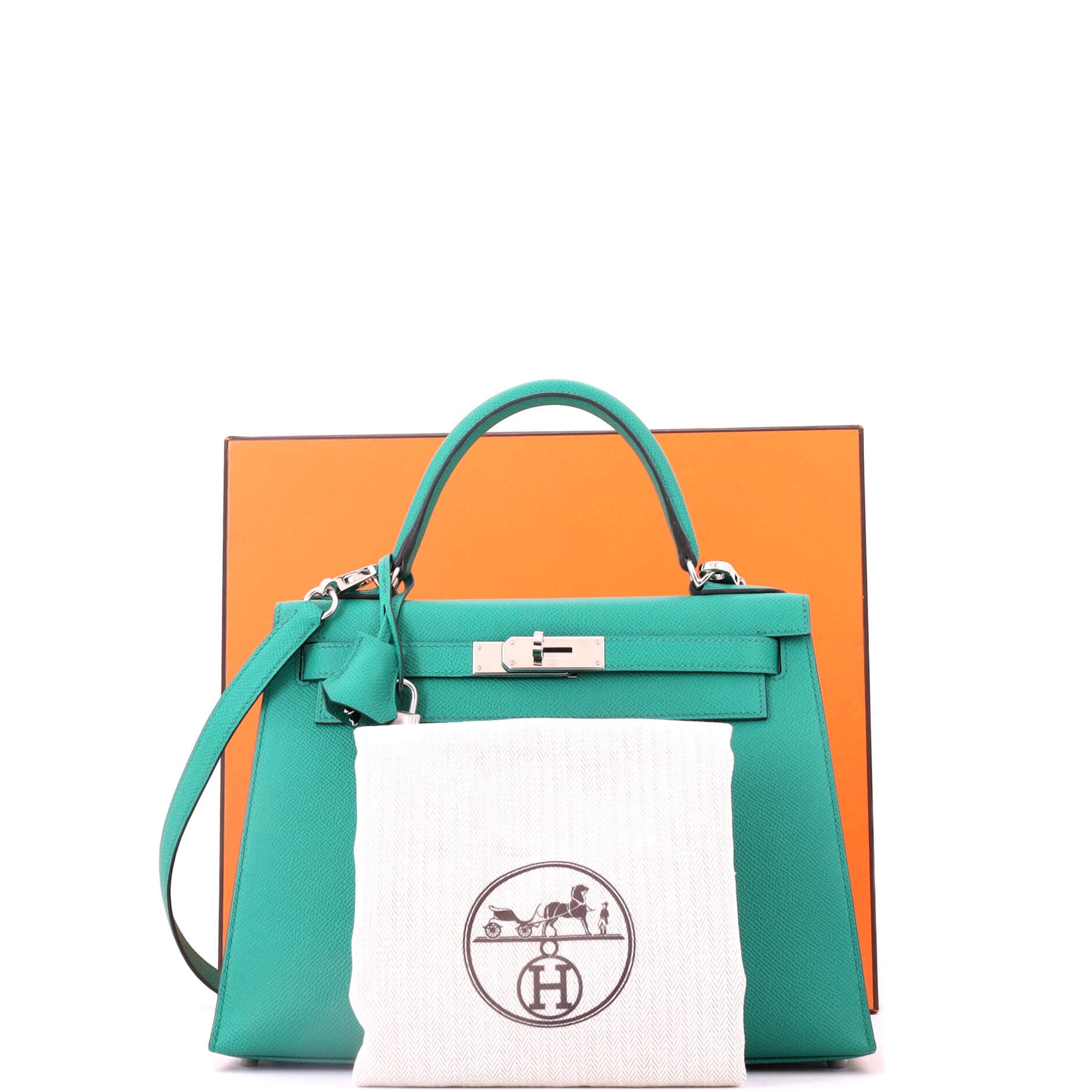 Kelly Handbag Green Epsom with Palladium Hardware 28, Alternate, color, Green