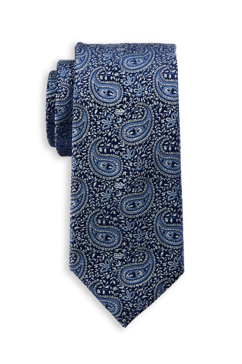 Big & Tall Luma Paisley Tie, Main, color, NAVY