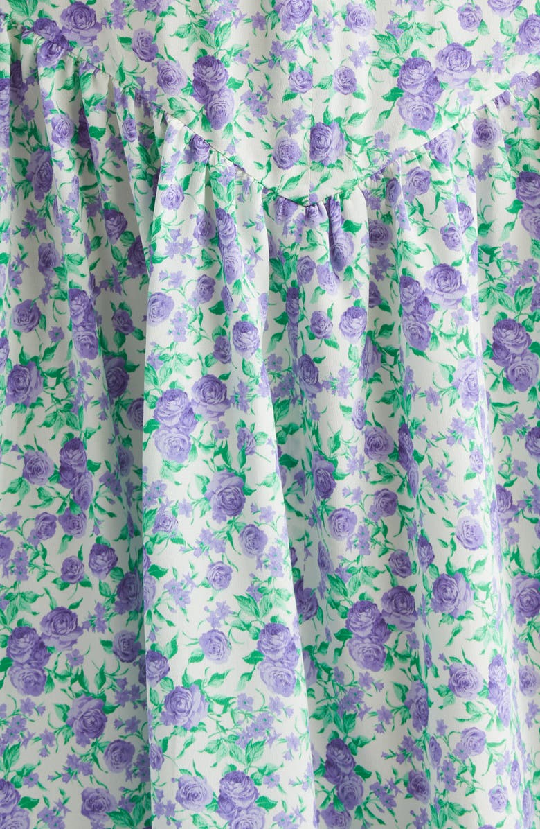 Rabanne Liberty Floral Print Sleeveless Silk Midi Dress, Alternate, color, Fleural Purple / Green /