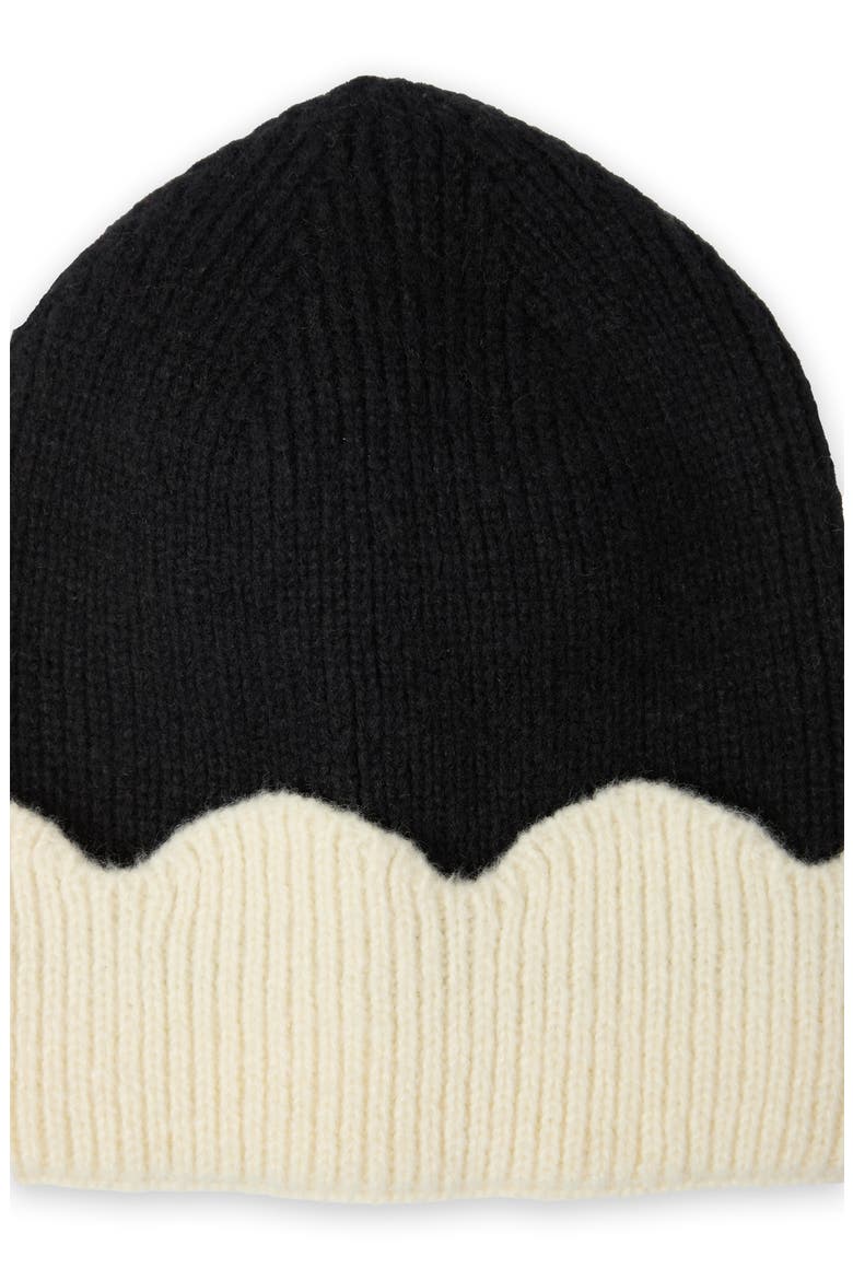 Scallop Trim Beanie, Alternate, color, BLACK