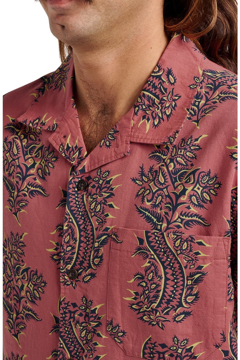 Dynasty Casual Cotton & Linen Camp Shirt, Alternate, color, MINERAL RED