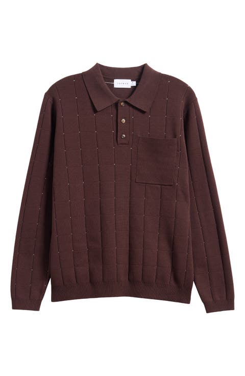 Pointelle Long Sleeve Polo