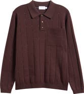 Topman Pointelle Long Sleeve Polo