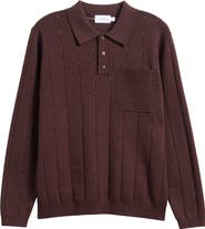 Topman Pointelle Long Sleeve Polo