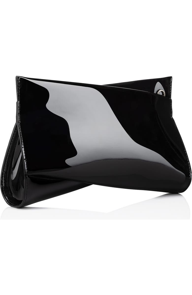 Christian Louboutin Small Loubitwist Patent Leather Clutch, Alternate, color, Black