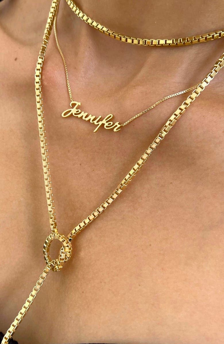 Jennifer Zeuner Rima Box Chain Lariat Necklace, Alternate, color, Yellow Gold