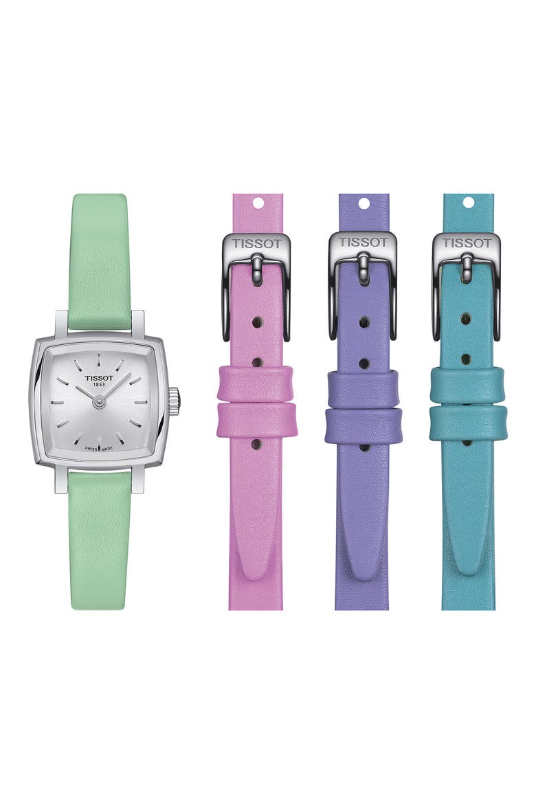 Lovely Summer Leather Strap Watch & Interchangeable Straps Set, 20mm, Main, color, MINT GREEN