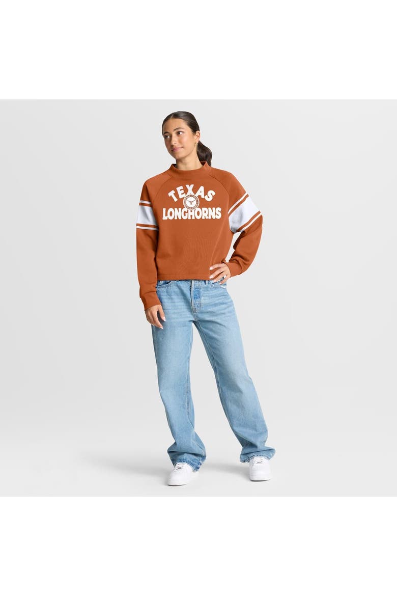 Women's Fanatics Texas Orange Texas Longhorns Oversized Hometown Premium Punt Coverage Raglan Pullover Sweatshirt, Alternate, color, Burnt Orange