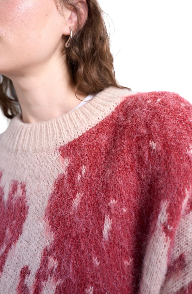Topshop Blurred Floral Fuzzy Sweater, Alternate, color, Pink