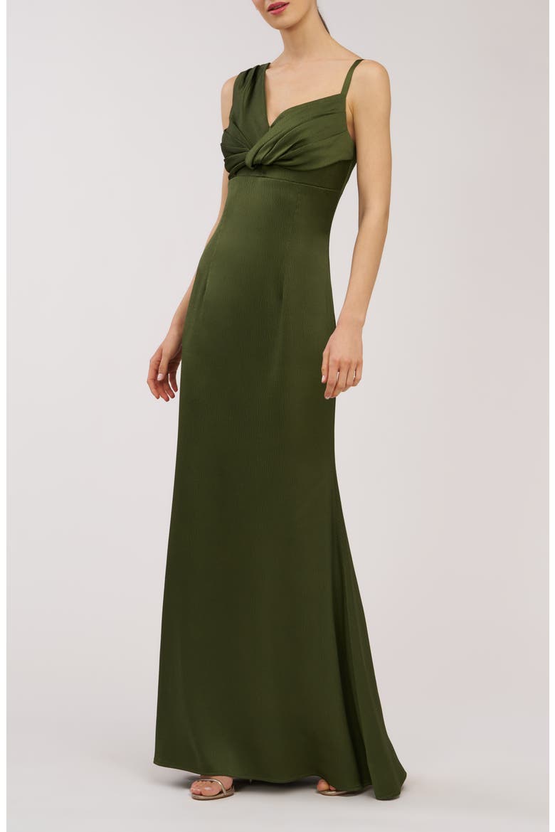 Pia Asymmetric Sleeveless Gown, Alternate, color, PESTO