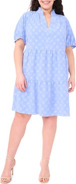 CeCe Puff Sleeve Ruffle Hem Dress