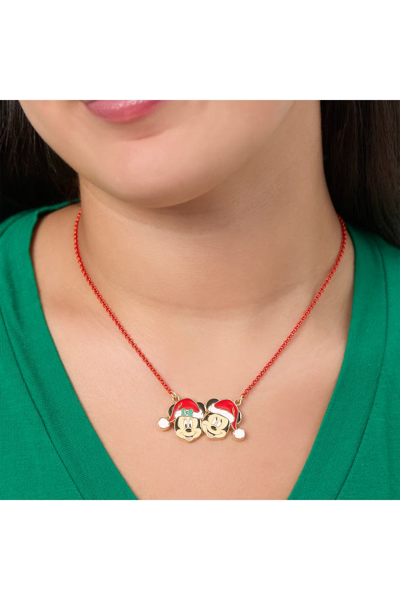 Mickey and Minnie Mouse Santa Necklace and Stud Earrings Set, Alternate, color, Multi