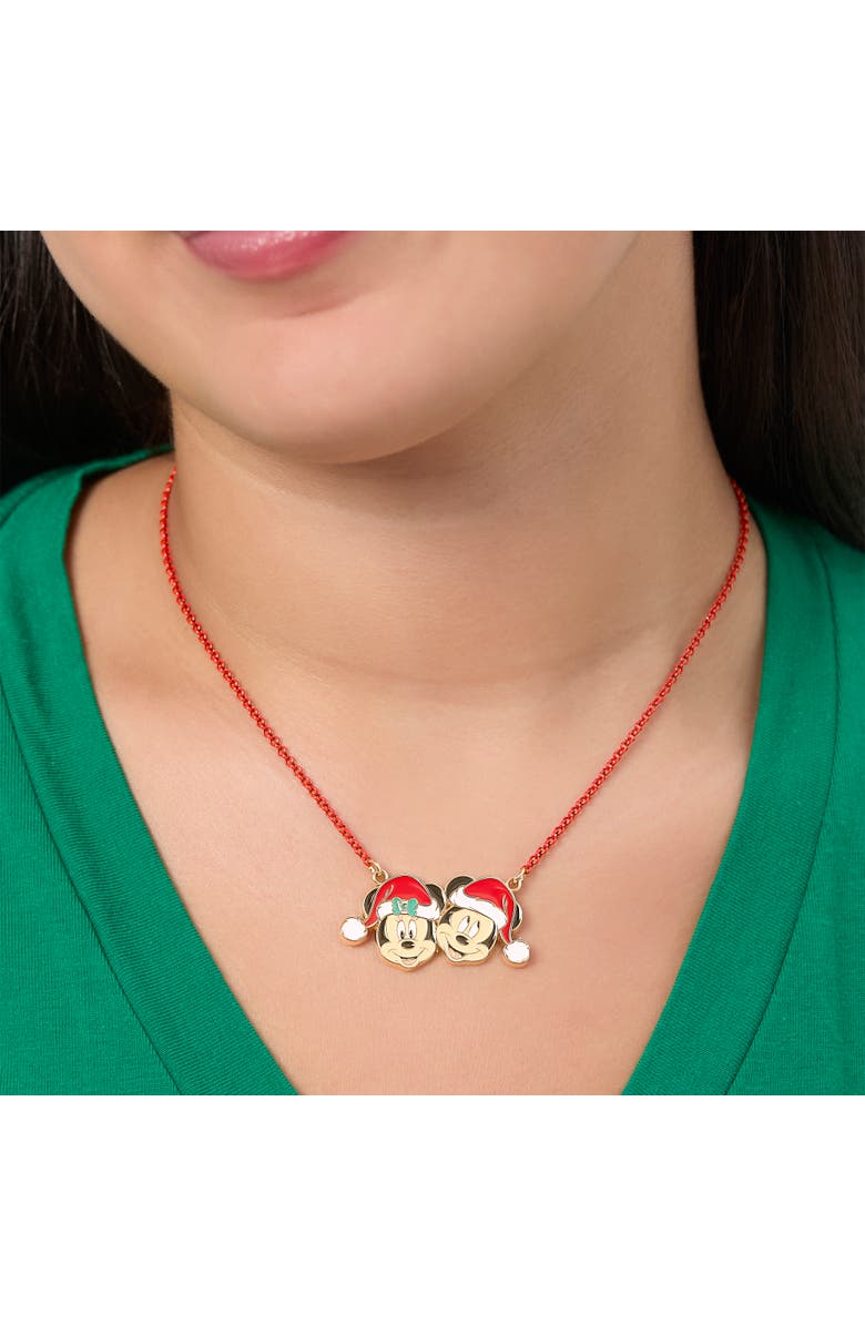 Disney Mickey and Minnie Mouse Santa Necklace and Stud Earrings Set, Alternate, color, Multi