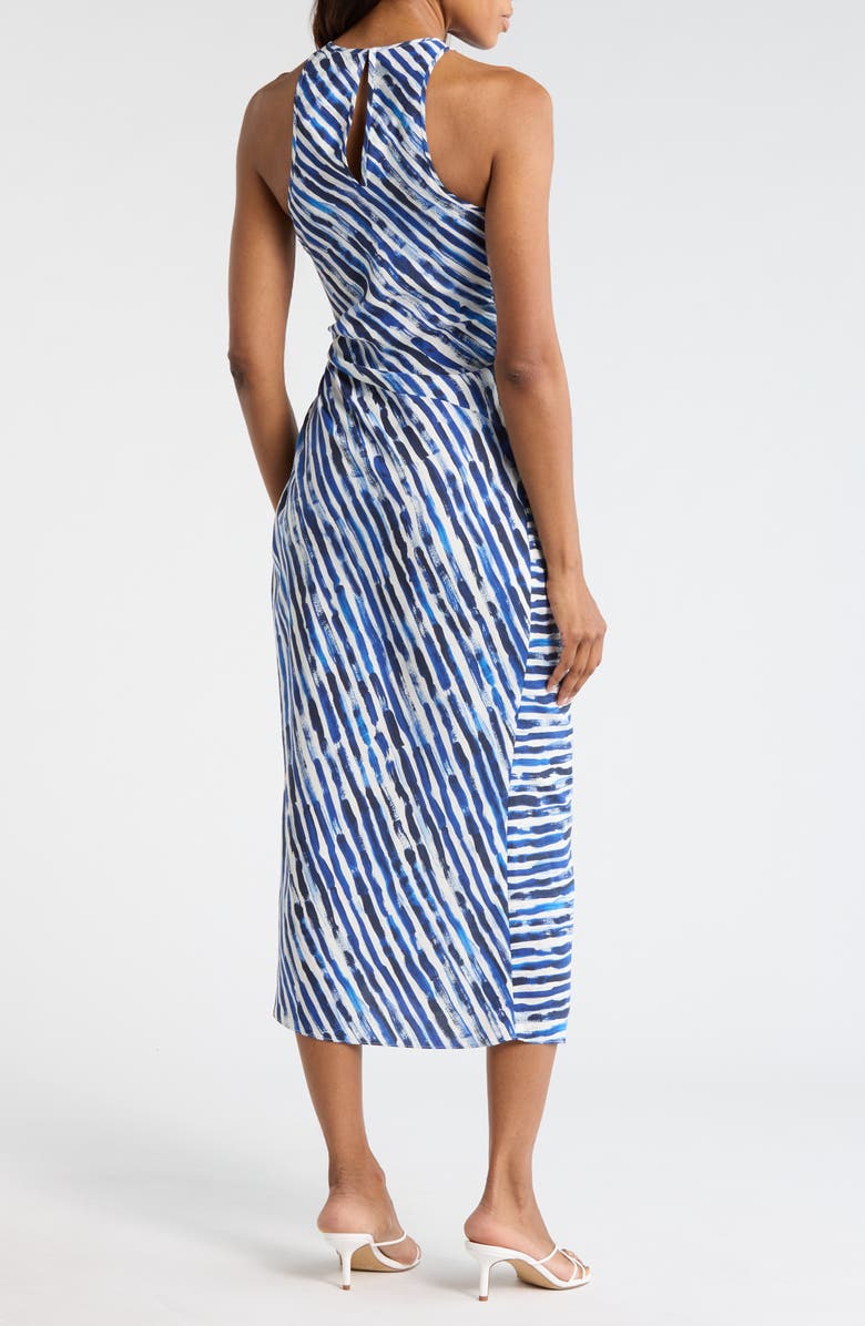 A.L.C. Ruby Ruched Silk & Linen Dress, Alternate, color, Navy Stripe